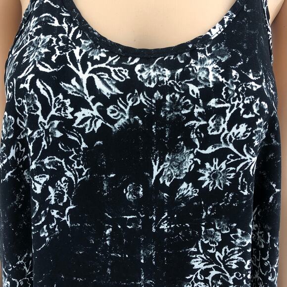 Trend Responsibly (L) USA Y2K Women Black White Floral Racerback Swing Cami Top - Picture 2 of 5